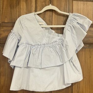 Zara trafaluc collection 
Striped One-Shoulder Ruffle Top
